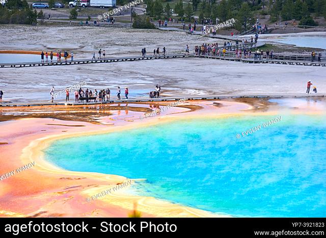 Grand Prismatic Spring from overlook in Yellowstone National Park, Wyoming, USA
