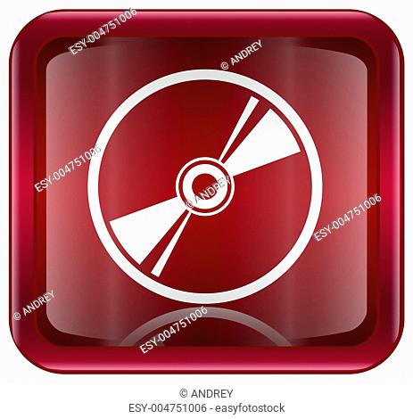 Compact Disc icon red, isolated on white background