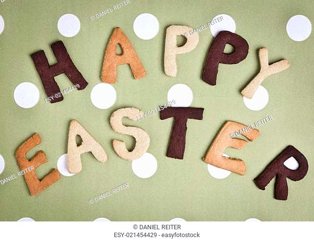 Happy Easter Card On grey green fabric
