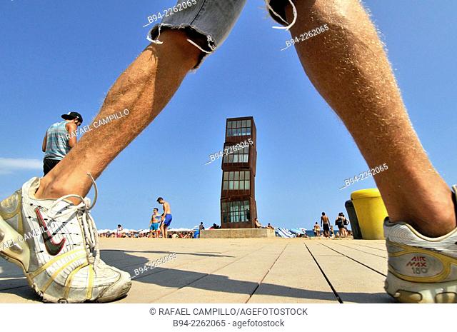 Sculpture 'The wounded star' L'estel ferit by Rebecca Horn at Barceloneta beach, 1992. Barcelona, Catalonia, Spain