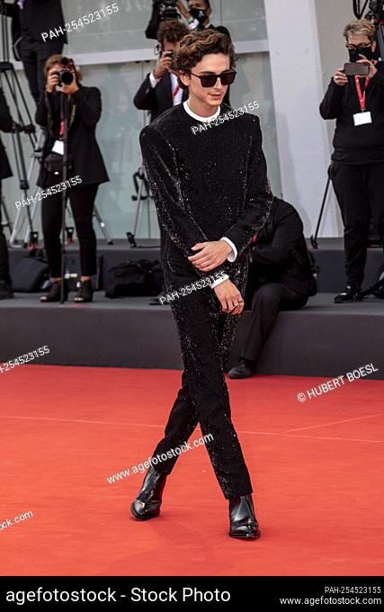 Timothee Chalamet attends the premiere of 'Dune' during the 78th Venice Film Festival at Palazzo del Cinema on the Lido in Venice, Italy, on 03 September 2021