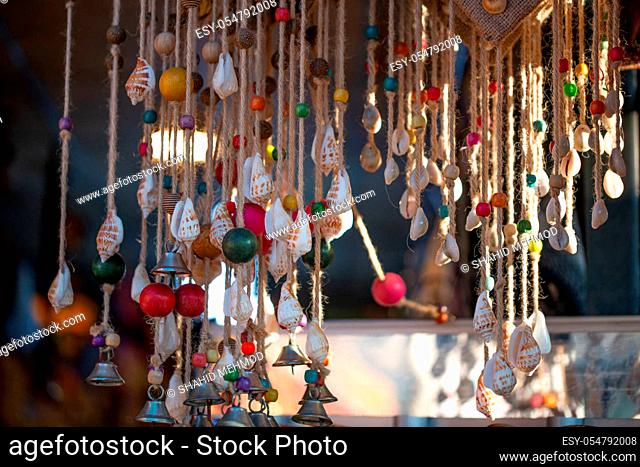 Traditional handmade items in Market on the main street of Murree, Handicraft art