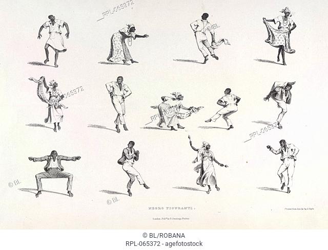 Negro Figuranti, Figures showing various types of Negro dance. Image taken from West India Scenery, with illustrations of negro character