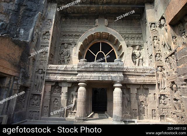 Ajanta Caves, Aurangabad, Maharashtra, India Aurangabad, Maharashtra, India General-View of façade of Cave No. 19