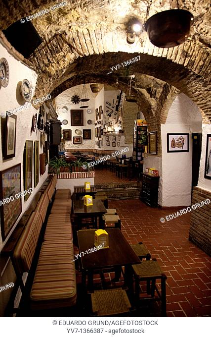 The interior of the restaurant Alcaraván, Arcos de la Frontera, Cádiz, Andalucia, Spain