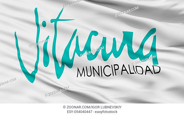 Emblema Vitacura City Flag, Country Chile, Closeup View, 3D Rendering