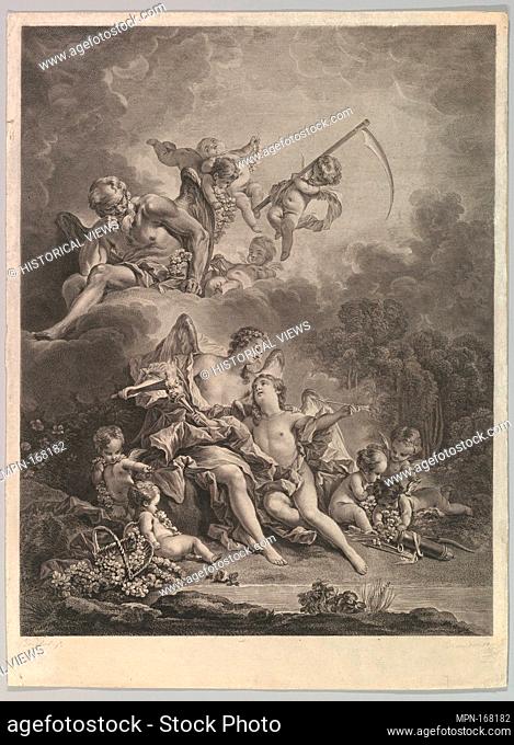 L'Hymen et l'Amour (Hymen and Cupid). Engraver: Jacques Firmin Beauvarlet (French, Abbeville 1731-1797); Artist: After François Boucher (French