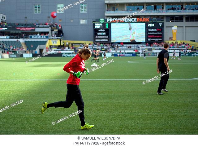Portland Thorns goalkeeper Nadine Angerer warms up beofre her last home match of the season of the Portland Thorns against the Washington Spirit of the...