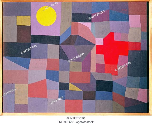 fine arts, Klee, Paul, 1879 - 1940, painting, Feuer bei Vollmond, fire at full moon, 1933, 41, 1 cm x 57 cm, Folkwang museum, Essen, historic, historical