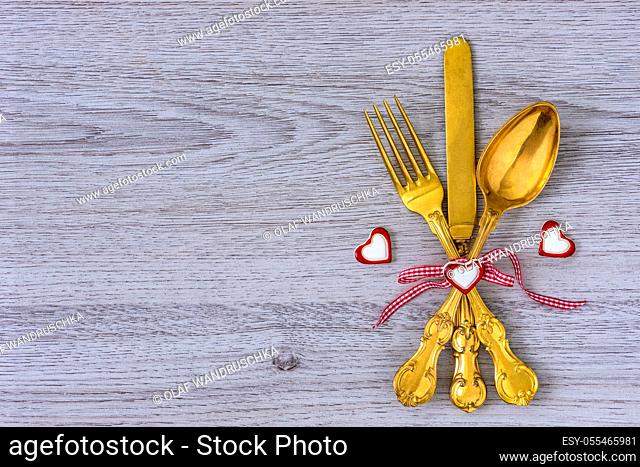 valentine, cutlery, invitation