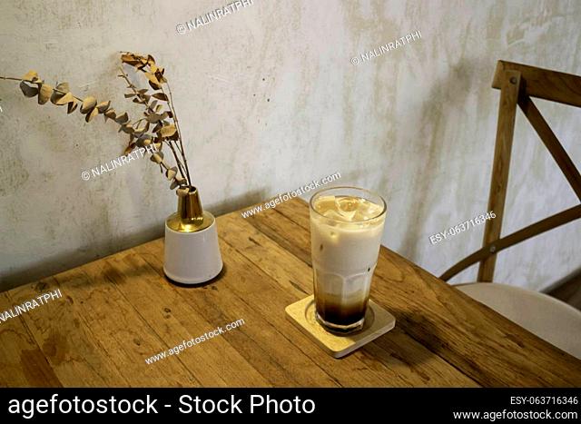 Beverage glass frozen in the restaurant, stock photo