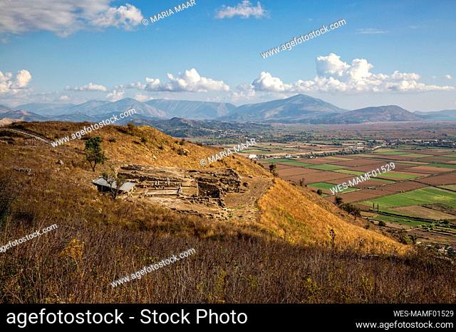 Albania, ¶ÿVlore¶ÿCounty, Finiq, Hillside ruins of ancient Greek amphitheater