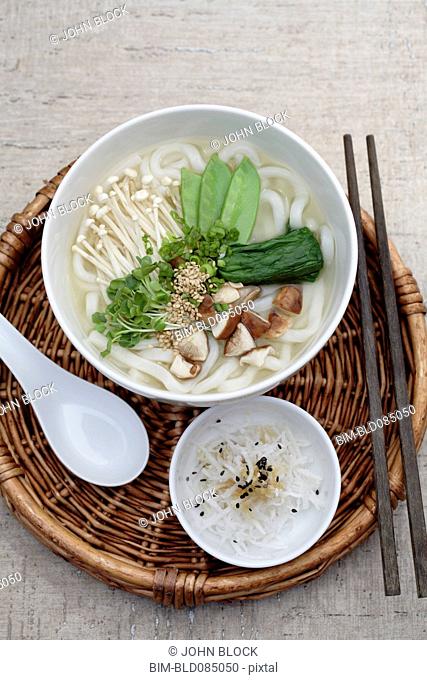 Vegetarian udon noodle soup