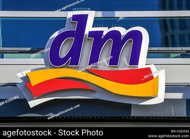 Dm drugstore, logo, advertising, Europacenter, Breitscheidplatz, Charlottenburg, Berlin, Germany, Europe