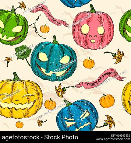 Halloween seamless background with pumpkin. Vector illustration EPS8