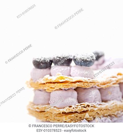 fresh baked napoleon blueberry and cream cake dessert