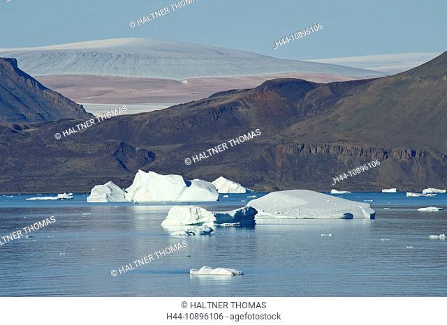 Greenland, Europe, Dundas, west coast, northwest coast, Thule, former, commercial posts, icebergs, scenery, hill, sea, ice, egg