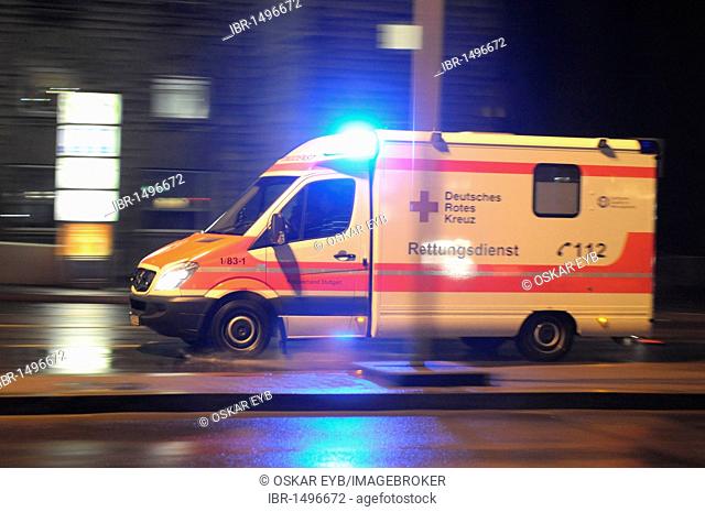 Red Cross ambulance in the field, in front on the central station, Stuttgart, Baden-Wuerttemberg, Germany, Europe