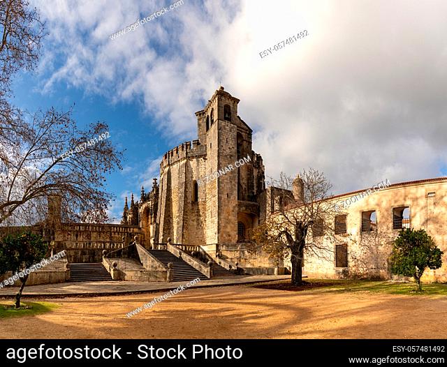 Tomar, Portugal: 8 December 2020: the historic Convent of Christ in the city of Tomar in Portugal