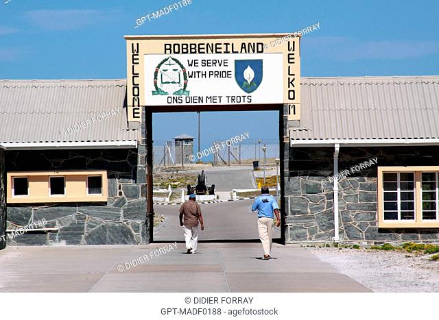 ENTRANCE TO THE FORMER PRISON WHERE NELSON MANDELA WAS HELD DURING APARTHEID, ROBBEN ISLAND, TABLE BAY, WESTERN CAPE PROVINCE, SOUTH AFRICA