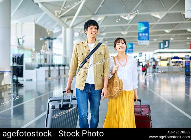 Japanese couple at the airport