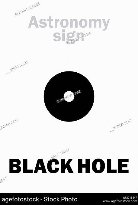 Astrology Alphabet: BLACK HOLE (Event horizon), Enigmatic supermassive hypergravitational object in The Universe, absorptive everything around