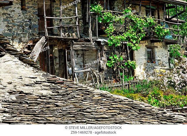 traditional granite stone dwelling house - village of indemini - canton of ticino - switzerland