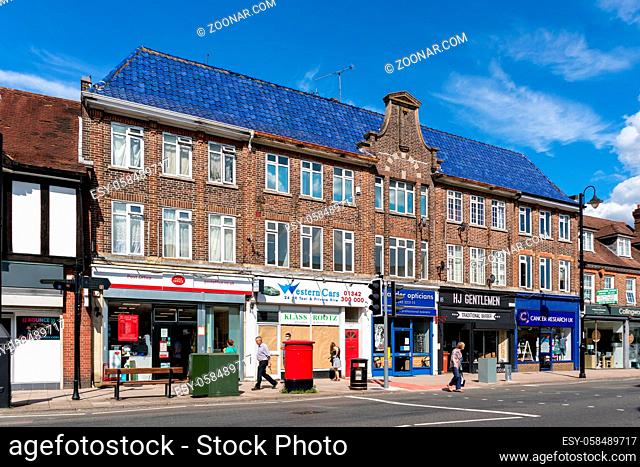 EAST GRINSTEAD, WEST SUSSEX/UK - AUGUST 3 : View of shops in East Grinstead on August 3, 2020. Unidentified people