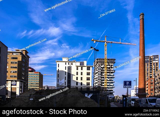 Construction site at Strijp-S, Eindhoven, The Netherlands, Europe