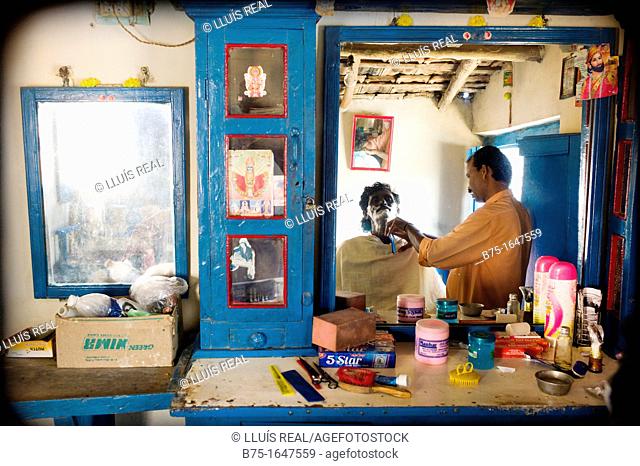 barber shop in Mundgod, Karnataka, India, Asia