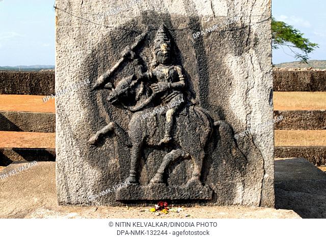 Richly stone carved figure of Bramha Yaksha is situated on Gommata Betta at Karkala ; District Udupi ; Karnataka ; India