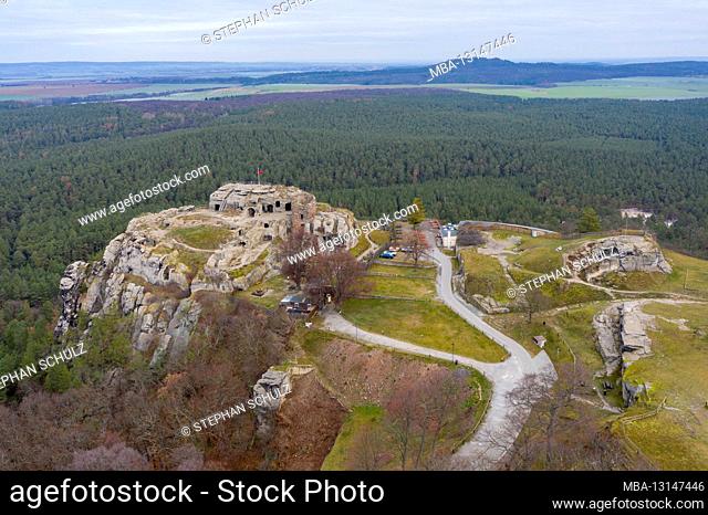 Germany, Saxony-Anhalt, Blankenburg, Regenstein Castle and Fortress, castle ruins, is considered the oldest rock castle in Germany
