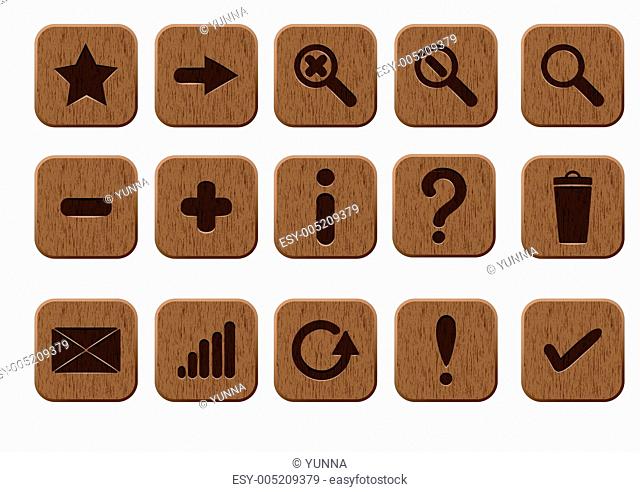 wooden icons set