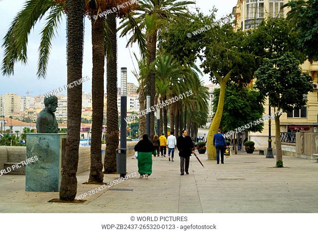 Paseo de las Palmeres, promenade in front of marina, Ceuta, Spanish enclave inside Morocco, northern Africa