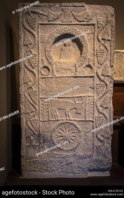 Decorated stele called 'Antonia Buturra', Roman period, hermitage of San Sebastian, Gastiain, Museum of Navarra, Pamplona, Navarra, Spain