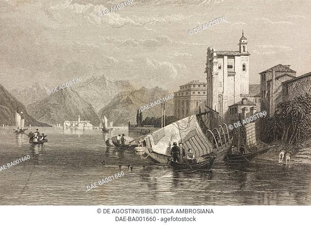 Isola Bella, Lake Maggiore, Italy, illustration from Gallery of Graces with illustrations from Heath's Book of Beauty, ca 1830-1840