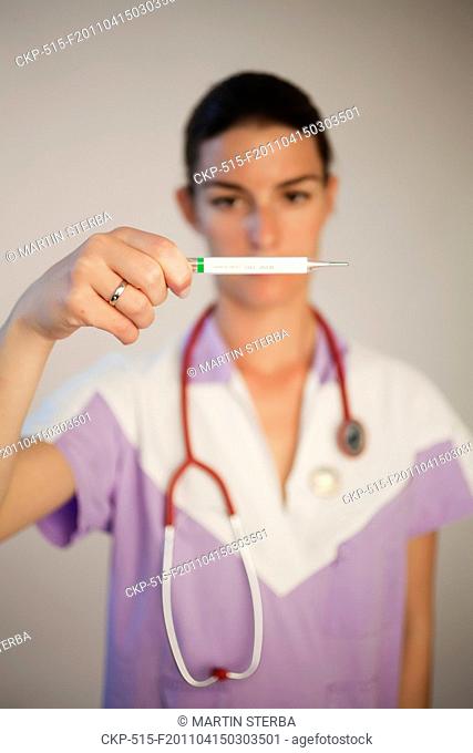 health care, nurse, nursing sister, woman, thermometer, stethoscope CTK Photo/Martin Sterba, Josef Horazny , MR