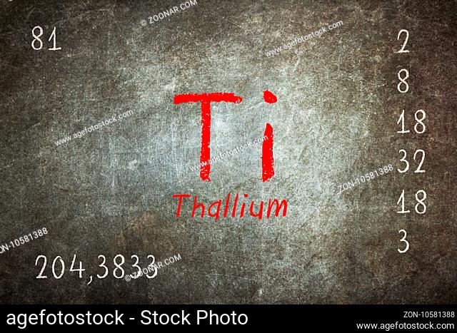 Isolated blackboard with periodic table, Thallium, Chemistry