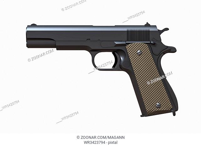 3d illustration of a typical pistol isolated on white