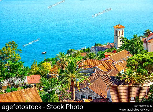 Landscape with small town on the sea shore, Herceg Novi, Montenegro