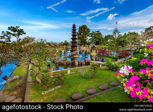 Water Palace Tirta Ganga in Bali Island Indonesia - travel and architecture background