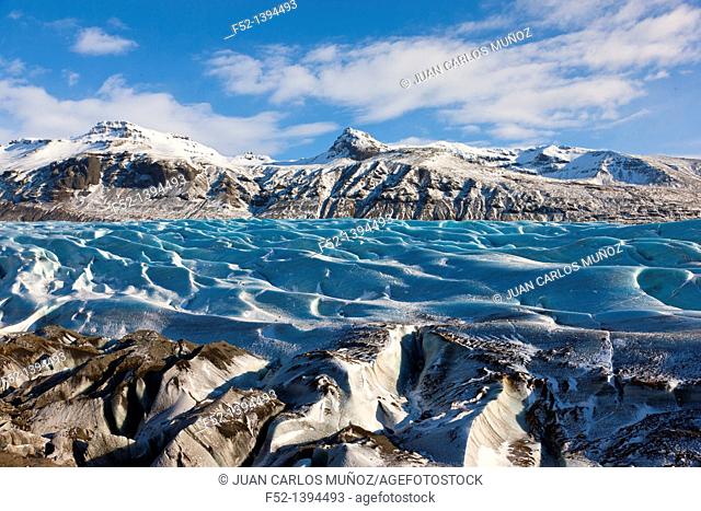 Svinafellsjokull glacier, Skaftafell National Park, Southern Iceland, Iceland, Europe