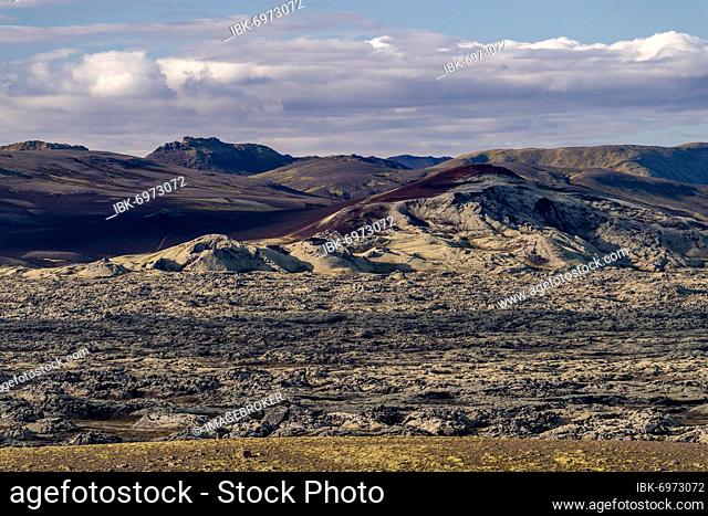 Moss-covered Laki crater or Lakagígar, series of craters, Highlands, South Iceland, Suðurland, Iceland, Europe
