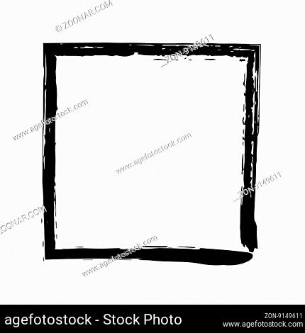 Square frame brush vector grunge paint watercolour ink. Vector old frame. Art frame background. Rectangular outline line black frame
