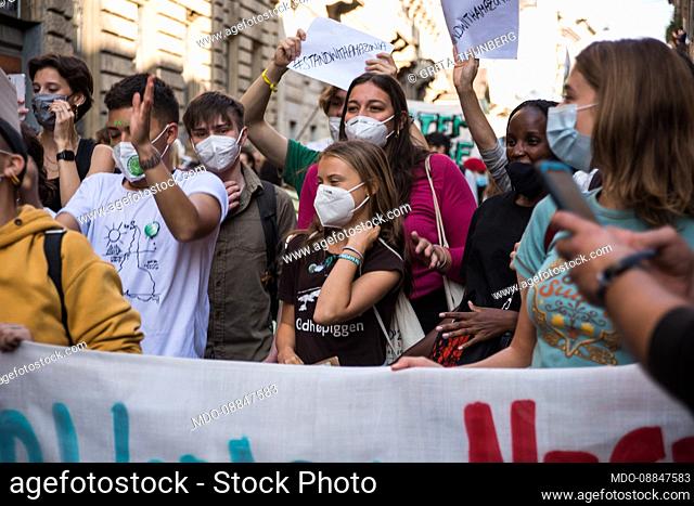 Fridays for future, the demonstration and parade with final speech in Milan with Greta Thunberg and Vanessa Nakate. Milan (Italy), 1 October 2021