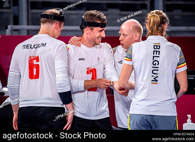 Paralympian goalball player Bruno Vanhove and Coach Johan de Rick pictured after the match Turkey vs Belgium in group B the preliminaries of the men's goalball...