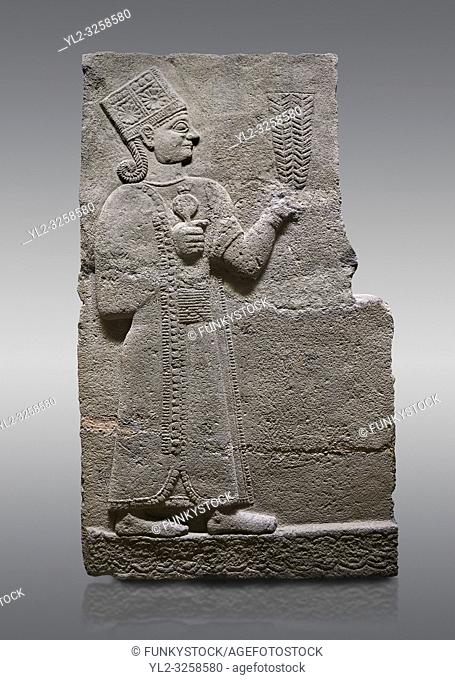 Picture & image of Hittite relief sculpted orthostat stone panel of Long Wall Basalt, Karkamis, (Kargamis), Carchemish (Karkemish), 900-700 B.C