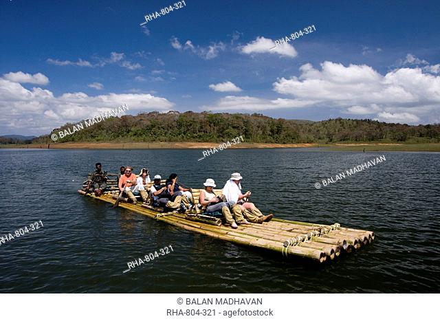 Bamboo rafting, Periyar Tiger Reserve, Thekkady, Kerala, India, Asia