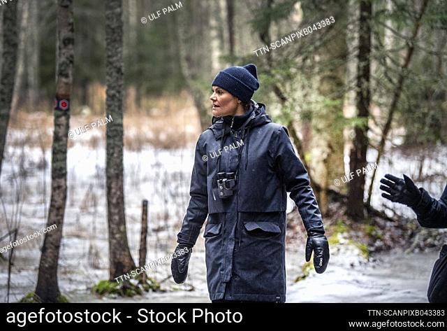 Crown Princess Victoria visits Farnebofjarden National Park (Swedish: Färnebofjärdens nationalpark) in Gavleborg County, Sweden, on Feb. 04, 2022