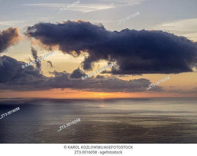 Sunset near Lajedo, Flores Island, Azores, Portugal